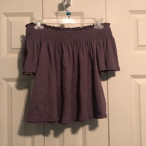 off the shoulder dark purple shirt from Tilly’s!